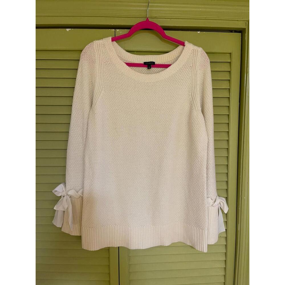 Talbots Cream Sweater - Size L - With Ribbon Accents!